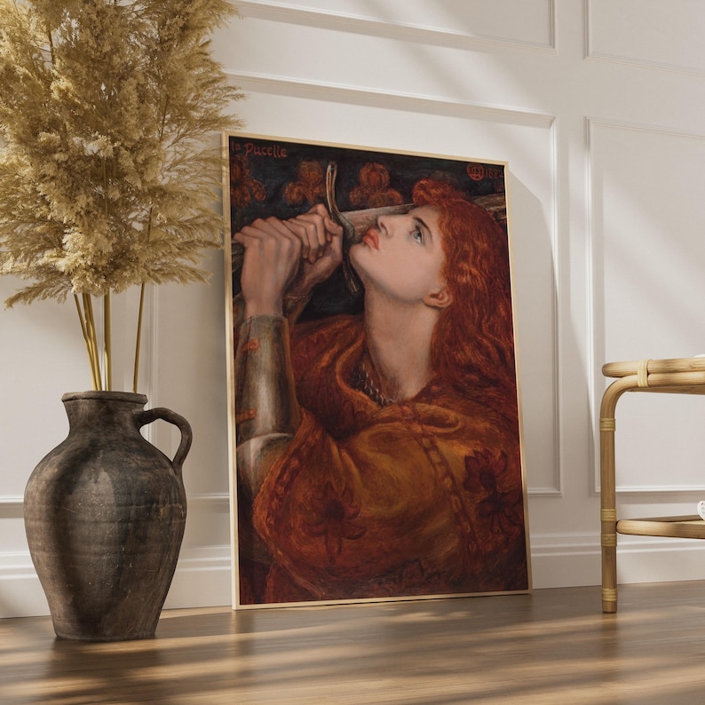 Joan of Arc Rossetti Pre-Raphaelite Poster, La Pucelle 1882 Fine Art Wall Decor