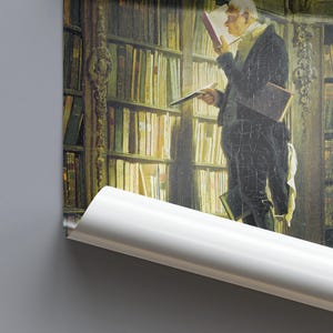 Close-up of the artwork print showing detail and rolled edge