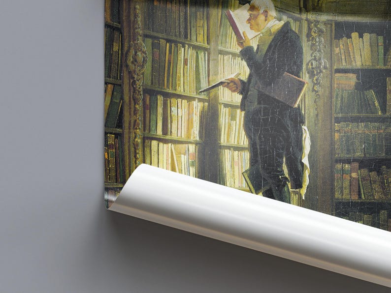 Close-up of the artwork print showing detail and rolled edge