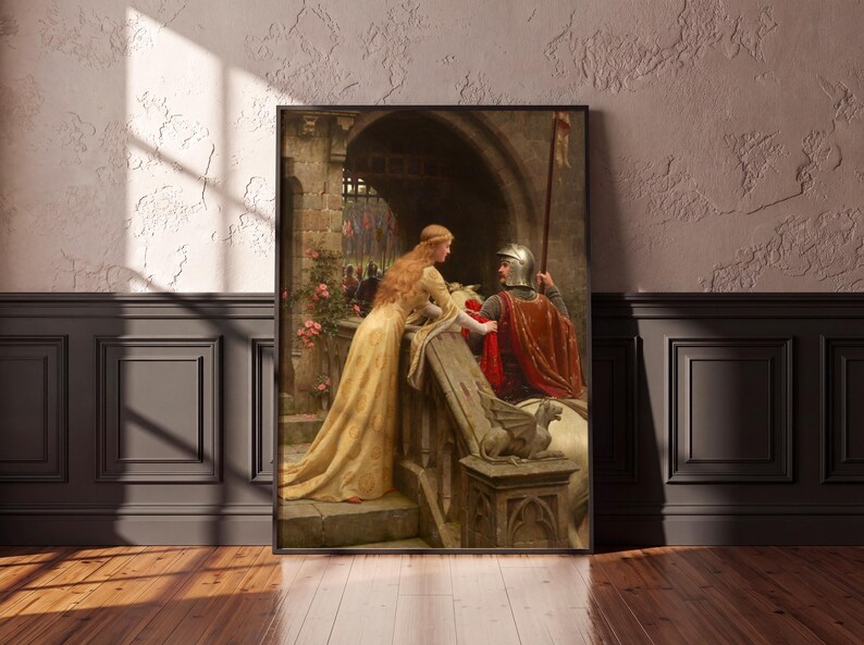 God Speed Edmund Blair Leighton, Medieval Knight and Lady Painting, Pre-Raphaelite Art Print