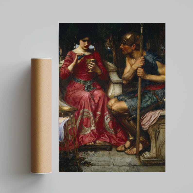 Jason and Medea Waterhouse Poster, Pre-Raphaelite Greek Mythology Wall Art