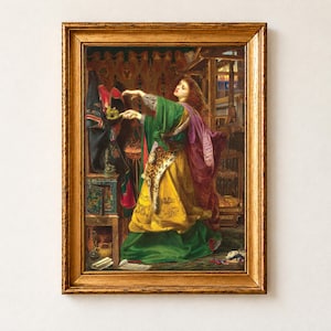 Morgan le Fay Print, Frederick Sandys 1864 Pre Raphaelite Wall Art, Arthurian Legend Witch Poster
