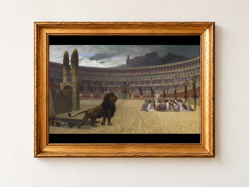 The Christian Martyrs' Last Prayer Print, Jean-Leon Gerome 1883 Christian Wall Art, Ancient Rome Poster image 1