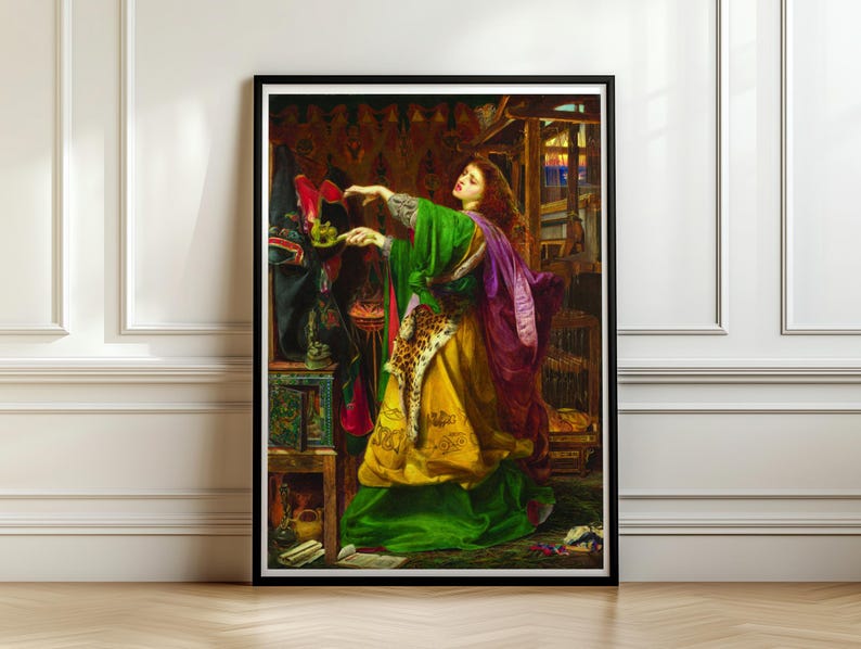 Morgan le Fay Print, Frederick Sandys 1864 Pre Raphaelite Wall Art, Arthurian Legend Sorceress Poster