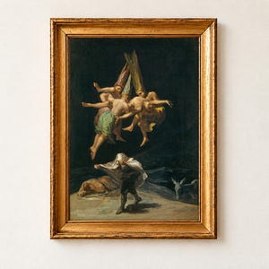 Witches' Flight Print, Francisco Goya 1798 Gothic Wall Art, Witchy Dark Romanticism Poster