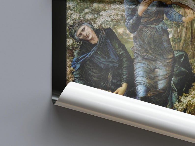 Beguiling of Merlin Print, Burne-Jones Pre Raphaelite Wall Art, Arthurian Legend Poster, Dark Academia