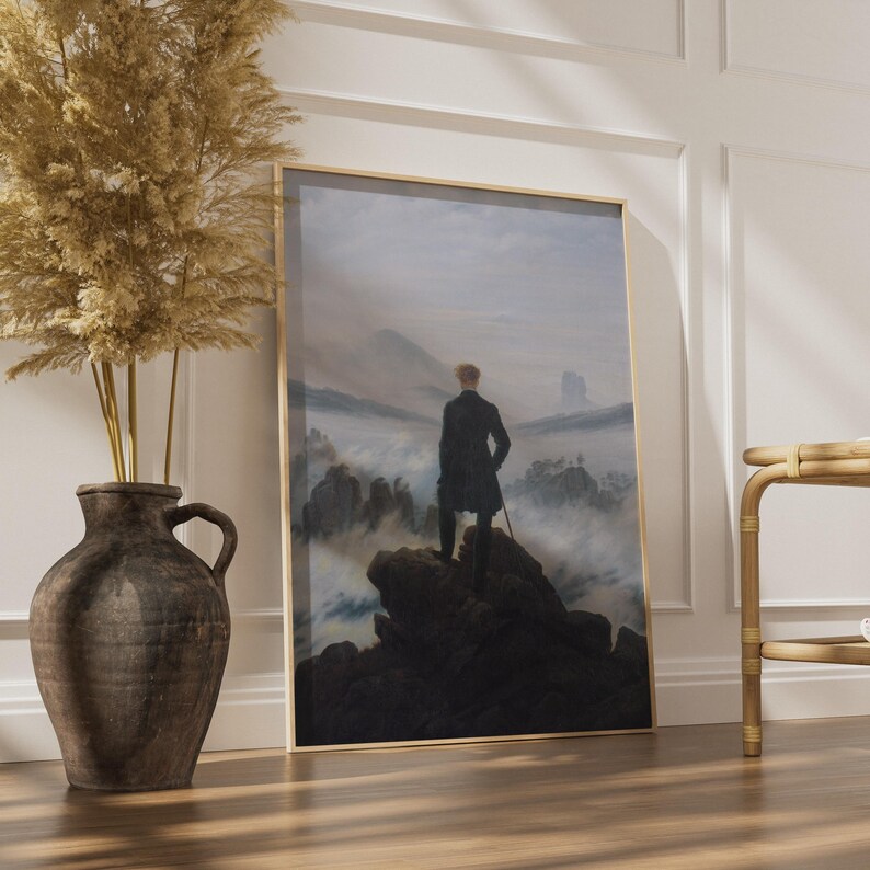 Wanderer Above the Sea of Fog Poster, Caspar David Friedrich, Romantic Wall Art