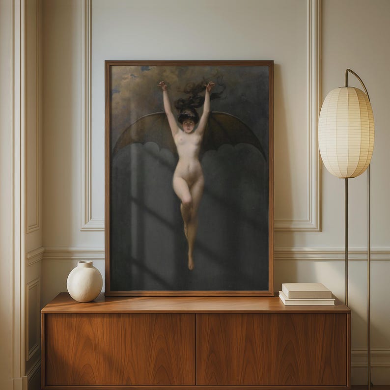 The Bat Woman Penot Poster, Dark Gothic Symbolist Art, Occult Wall Art Decor