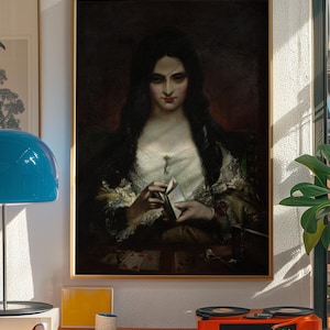 The Wish Print, Theodor von Holst 1840 Dark Romanticism Wall Art, Femme Fatale Poster