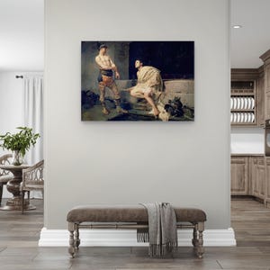 Gladiators after the Combat Print, Jose Moreno Carbonero 1882 Gladiator Painting, Roman Wall Art image 3