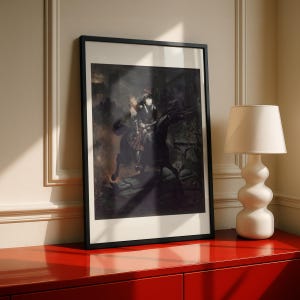 Gothic Ballad of Lenore Print, Dark Romanticism Poster, Horace Vernet 1839, Haunted Knight Horse