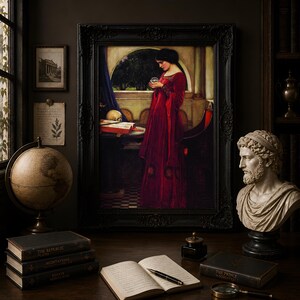 The Crystal Ball Print, Waterhouse 1902 Pre Raphaelite Wall Art, Skull Dark Academia Poster