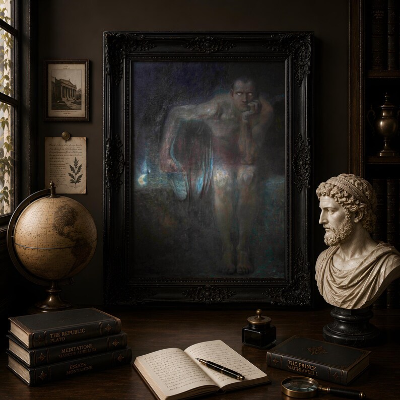 Lucifer by Franz von Stuck 1890, Symbolist Painting, Dark Gothic Wall Art, Fallen Angel Print