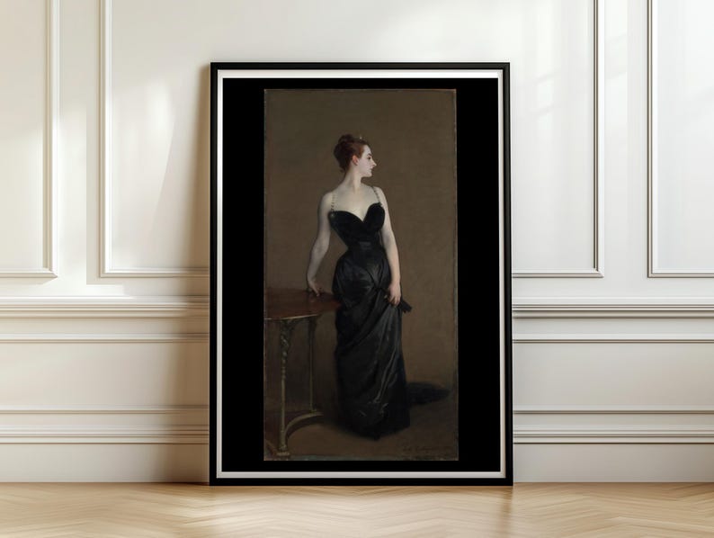 Madame X Portrait Print, John Singer Sargent, Black Dress Woman Painting, Vintage Wall Art Poster