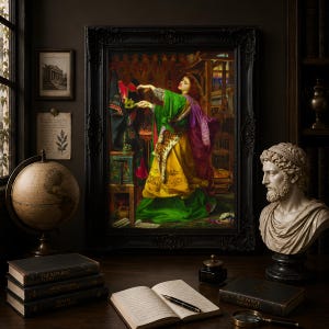 Morgan le Fay Print, Frederick Sandys 1864 Pre Raphaelite Wall Art, Arthurian Legend Sorceress Poster