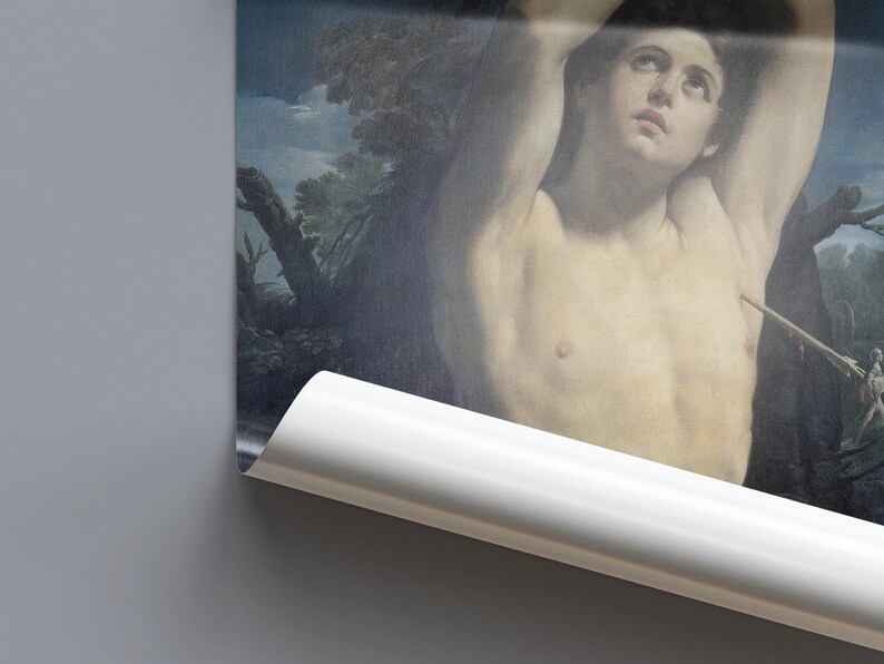 Saint Sebastian Guido Reni Baroque Painting, Martyr Arrows Religious Art Poster, Italian Old Master
