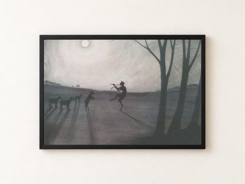 Faun by Moonlight Print, Leon Spilliaert 1900 Dark Romanticism Wall Art, Moody Moon Symbolist Poster