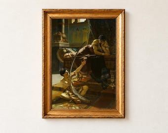David and Saul Print, Julius Kronberg 1885 Biblical Wall Art, King David Harp Poster