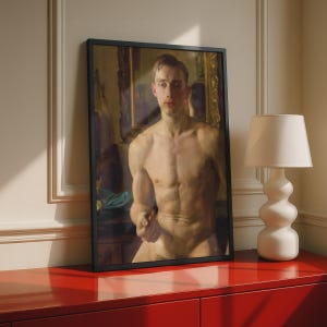 The Boxer Konstantin Somov 1933 Poster, Male Figure Classical Oil Painting Wall Art