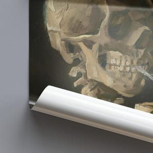 Skull with Burning Cigarette Van Gogh, Vintage Skeleton Wall Art, Gothic Memento Mori Poster