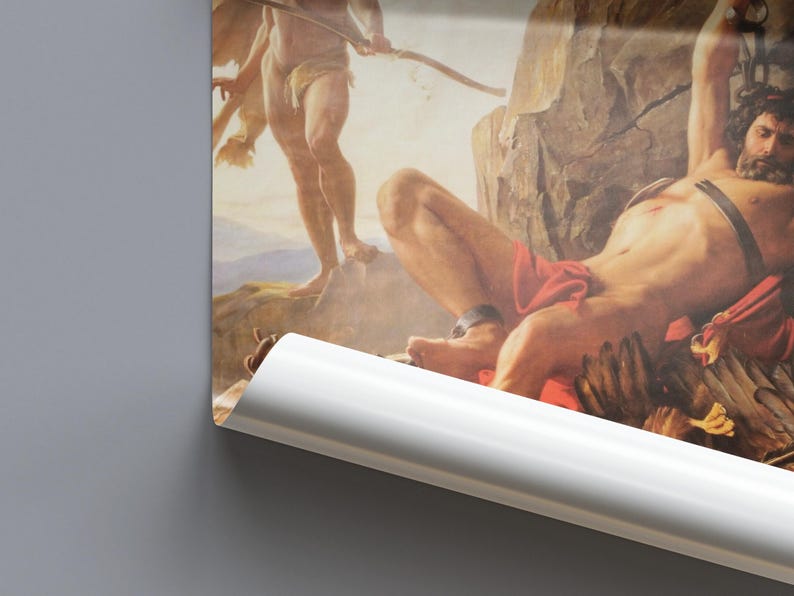 Prometheus Unbound Print, Carl Bloch Greek Mythology Wall Art, Hercules and Eagle Oil Painting