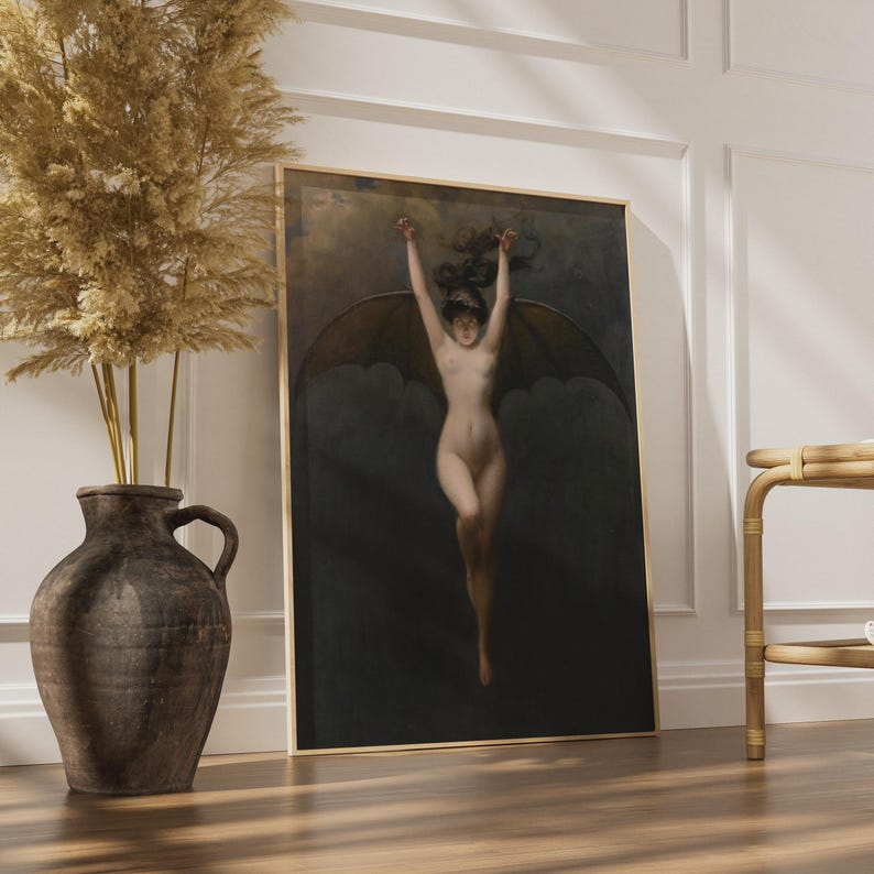 The Bat Woman Penot Poster, Dark Gothic Symbolist Art, Occult Wall Art Decor