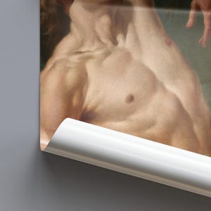 Close-up of the artwork's detail, showing Saint Sebastian's torso