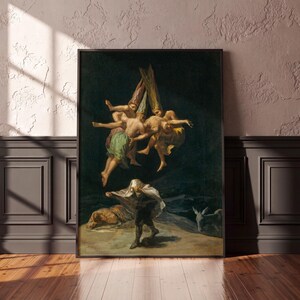 Goya Witches' Flight Print, Gothic Wall Art, Dark Romanticism Poster, Spanish Occult Painting