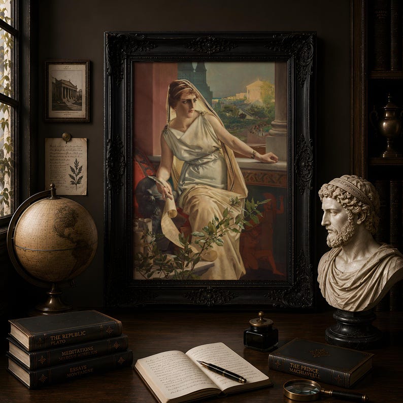 Hypatia by Julius Kronberg 1889, Neoclassical Portrait Art Print, Ancient Greek Philosopher Poster