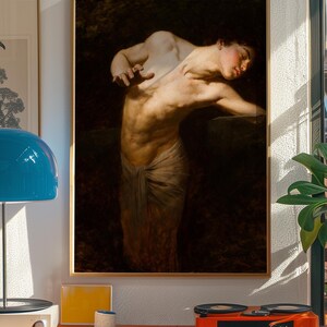 Narcissus Print, Gyula Benczur 1881 Greek Mythology Wall Art, Echo and Narcissus Poster