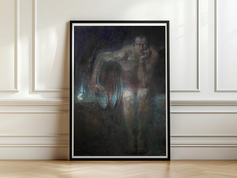 Lucifer by Franz von Stuck 1890, Symbolist Painting, Dark Gothic Wall Art, Fallen Angel Print