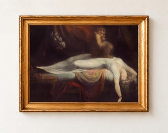 The Nightmare Print, Henry Fuseli 1781 Gothic Wall Art, Dark Romanticism Poster, Dark Academia Decor