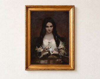 The Wish Print, Theodor von Holst 1840 Dark Romanticism Wall Art, Femme Fatale Poster