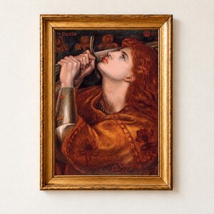 Joan of Arc Rossetti 1882 Poster, Pre Raphaelite Redhead Art, Female Knight Wall Decor