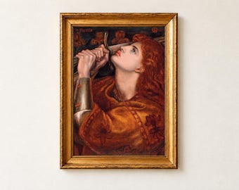 Joan of Arc Rossetti 1882 Poster, Pre Raphaelite Redhead Art, Female Knight Wall Decor