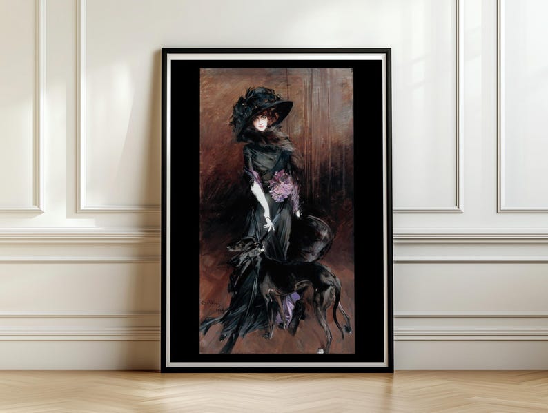 Marchesa Luisa Casati Boldini Portrait, Woman with Greyhound Dog, Vintage Belle Epoque Wall Art