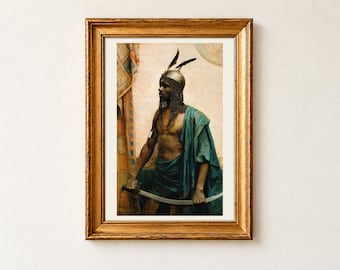 The Nubian Guard Print, Charles Knighton Warren 1883 Orientalist Portrait Wall Art Poster