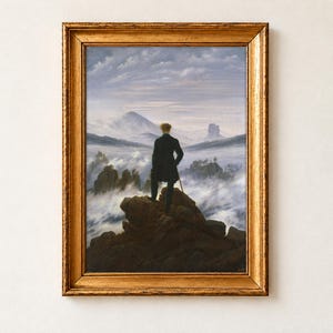 Wanderer Above the Sea of Fog Poster, Caspar David Friedrich 1818, Dark Romanticism Art, Dark Academia Decor