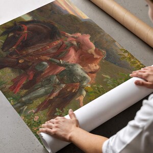 La Belle Dame sans Merci Frank Dicksee Print, Pre-Raphaelite knight wall art, Dark Academia Wall Art, Medieval Romantic Poster