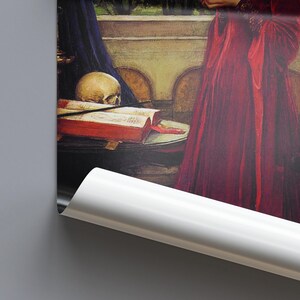 The Crystal Ball Print, Waterhouse 1902 Pre Raphaelite Wall Art, Skull Dark Academia Poster