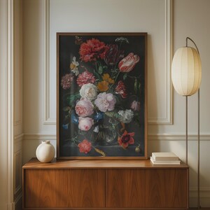 Dutch Golden Age Floral Still Life Poster, Jan de Heem Flowers Glass Vase Wall Art