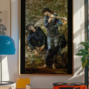 Beguiling of Merlin Print, Burne-Jones Pre Raphaelite Wall Art, Arthurian Legend Poster, Dark Academia
