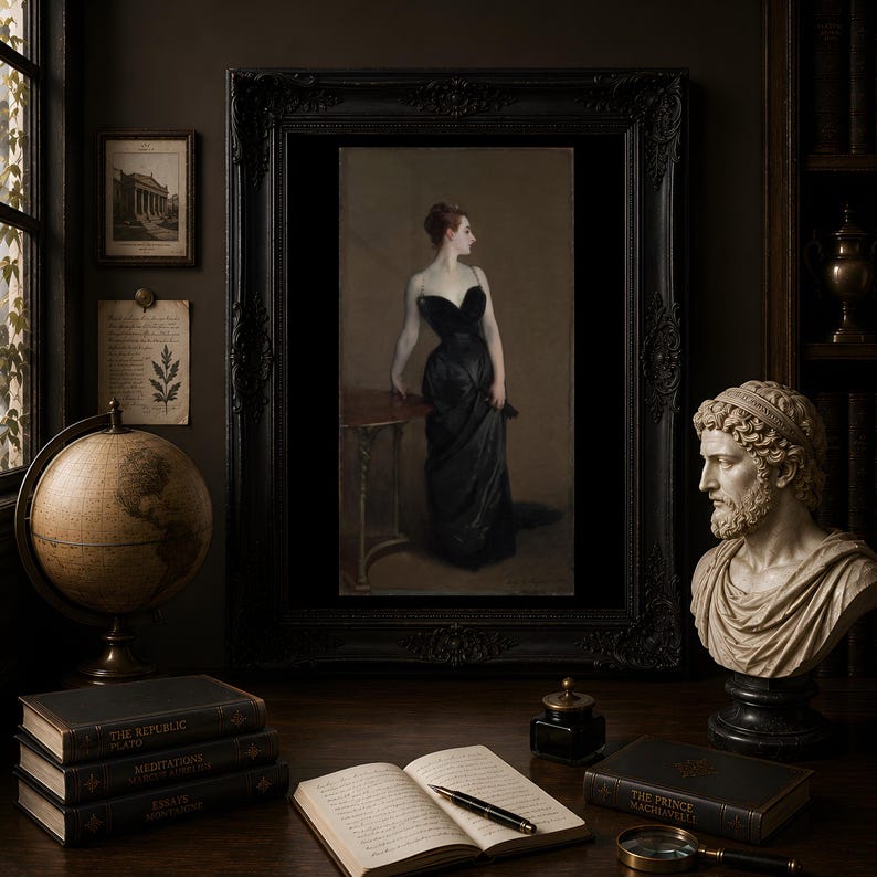Madame X Portrait Print, John Singer Sargent, Black Dress Woman Painting, Vintage Wall Art Poster