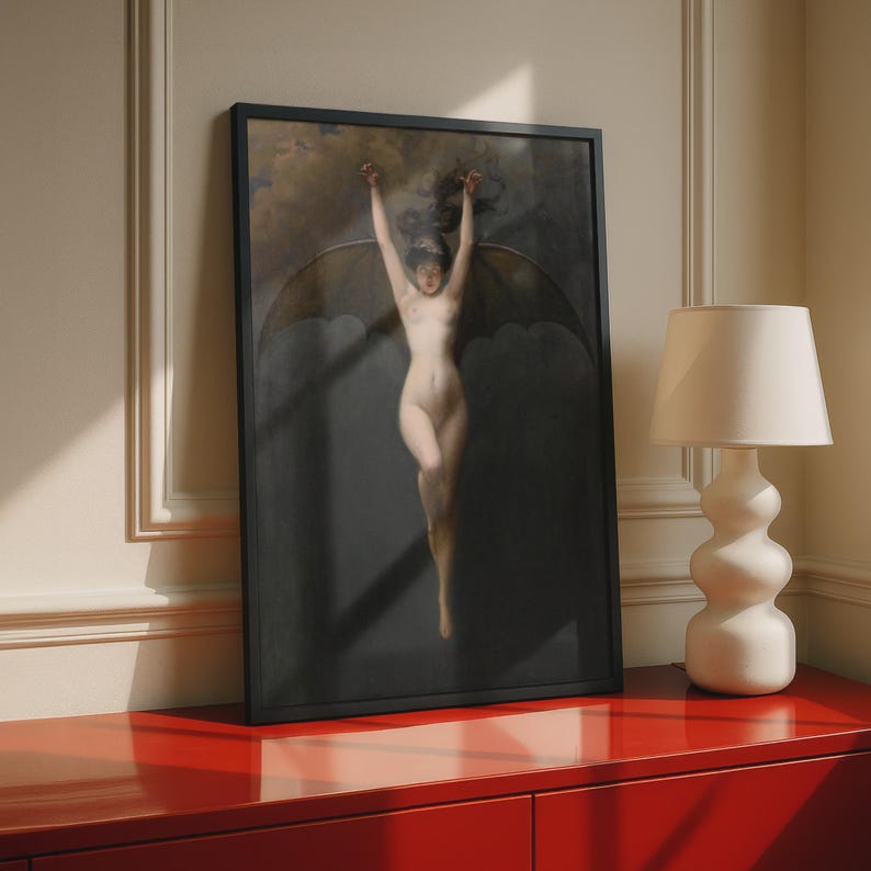 The Bat Woman Penot Poster, Dark Gothic Symbolist Art, Occult Wall Art Decor