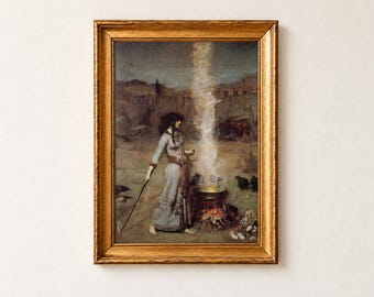 The Magic Circle Print, John William Waterhouse 1886 Pre Raphaelite Wall Art, Witch Poster