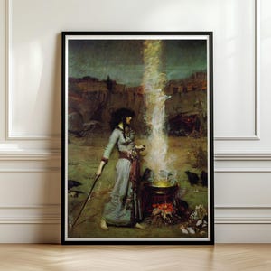 The Magic Circle Print, Waterhouse 1886 Pre Raphaelite Wall Art, Sorceress and Ravens Poster