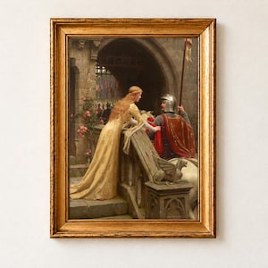 God Speed Print, Edmund Blair Leighton 1900 Pre Raphaelite Wall Art, Medieval Knight Painting