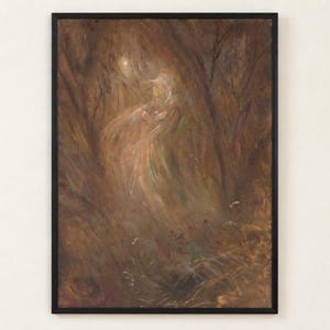 Forest Ghost by Mednyanszky poster, pale ghostly figure among dark trees