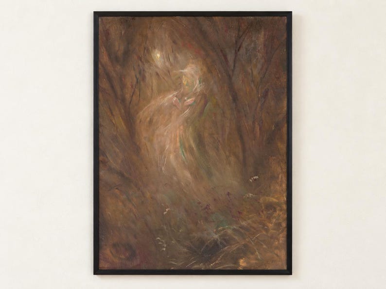Forest Ghost by Mednyanszky poster, pale ghostly figure among dark trees