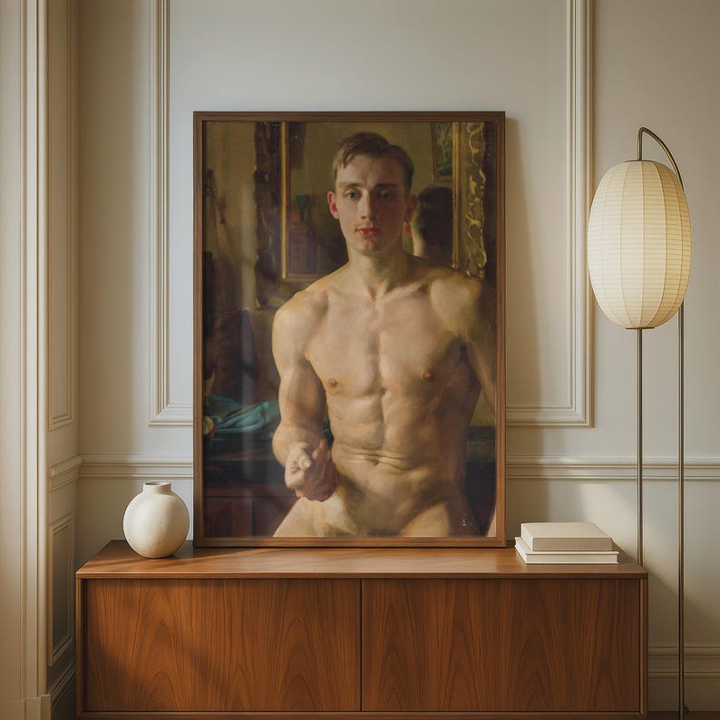 The Boxer Konstantin Somov 1933 Poster, Male Figure Classical Oil Painting Wall Art